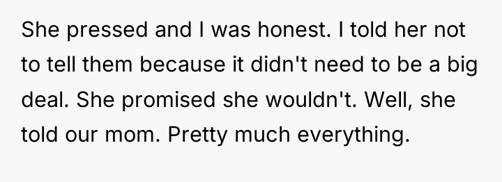 She pressed and I was honest. I told her not...