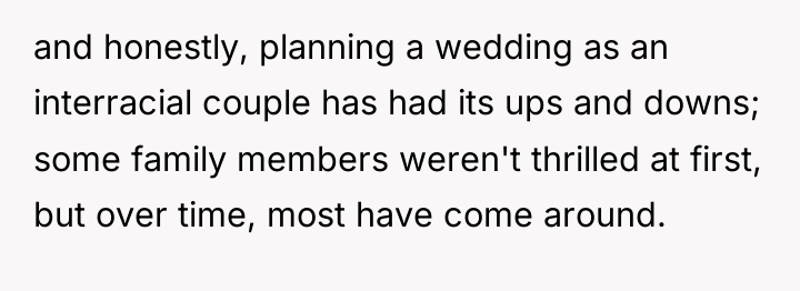and honestly, planning a wedding as an interracial couple has...