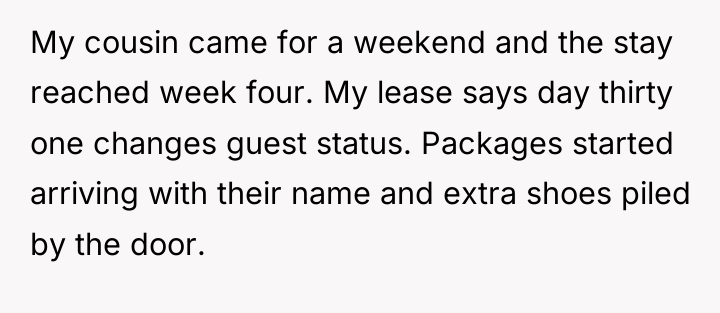 My cousin came for a weekend and the stay reached...