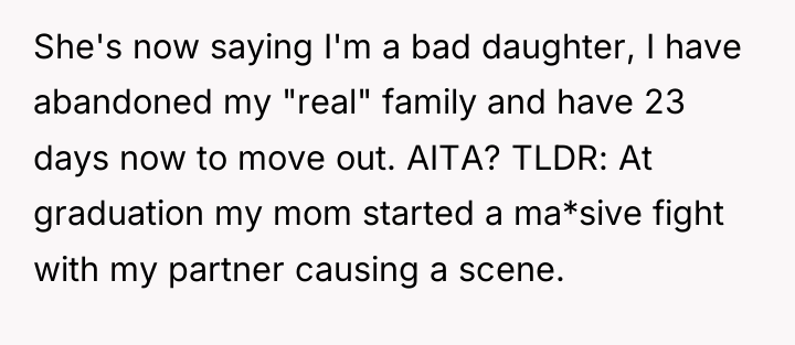 She's now saying I'm a bad daughter, I have abandoned...