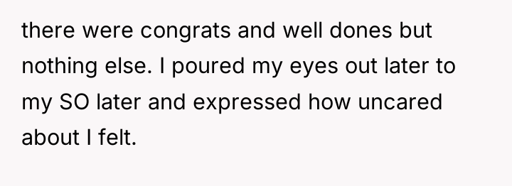 there were congrats and well dones but nothing else. I...