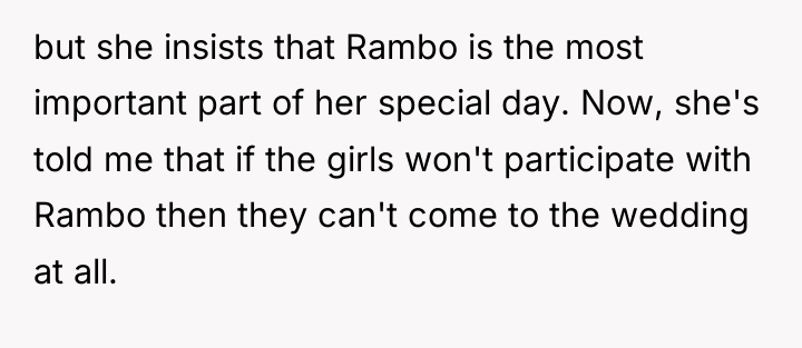 but she insists that Rambo is the most important part...