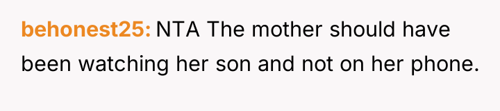 behonest25 NTA The mother should have been watching her son...