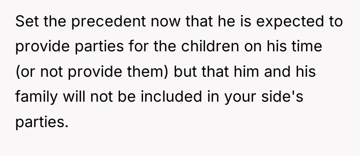 Set the precedent now that he is expected to provide...