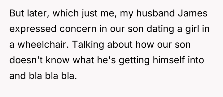 But later, which just me, my husband James expressed concern...