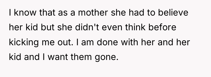 I know that as a mother she had to believe...