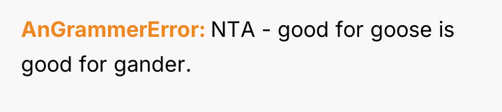 AnGrammerError NTA - good for goose is good for gander.