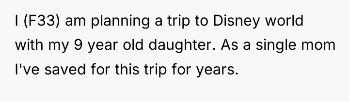 I (F33) am planning a trip to Disney world with...