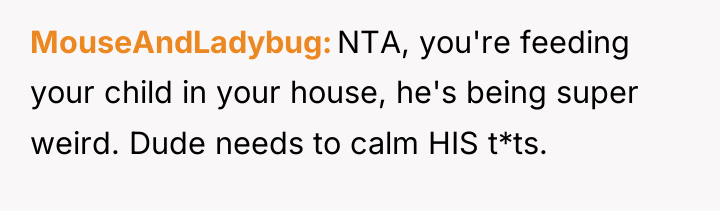 MouseAndLadybug NTA, you're feeding your child in your house, he's...