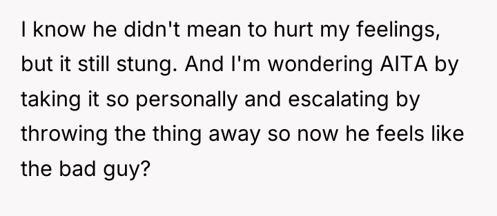 I know he didn't mean to hurt my feelings, but...