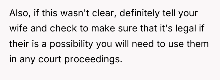 Also, if this wasn't clear, definitely tell your wife and...