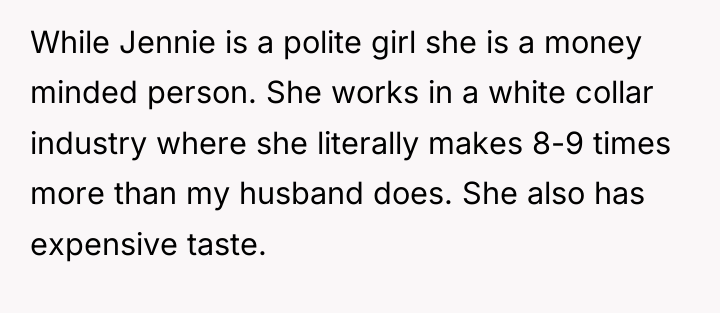 While Jennie is a polite girl she is a money...
