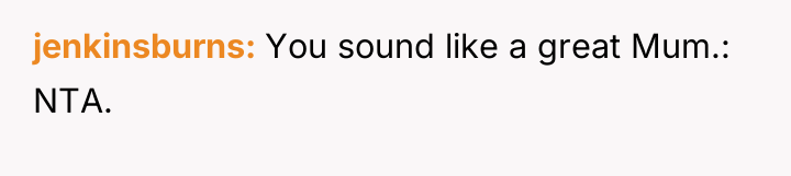 jenkinsburns You sound like a great Mum.: NTA.