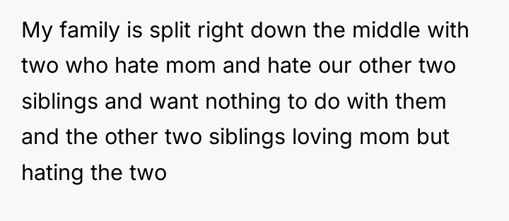 My family is split right down the middle with two...