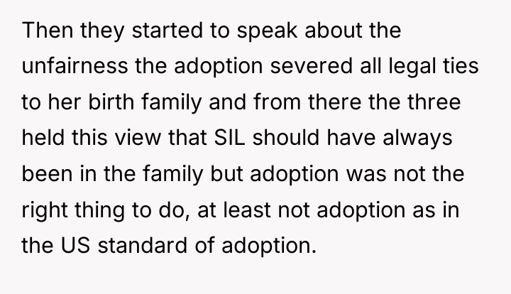 Then they started to speak about the unfairness the adoption...