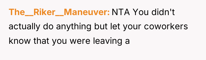 The__Riker__Maneuver NTA You didn't actually do anything but let your...