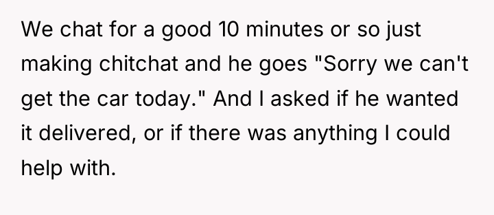 We chat for a good 10 minutes or so just...