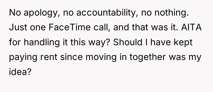 No apology, no accountability, no nothing. Just one FaceTime call,...
