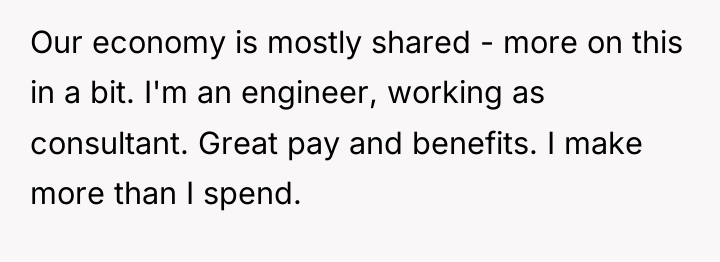 Our economy is mostly shared - more on this in...
