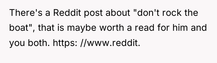 There's a Reddit post about "don't rock the boat", that...