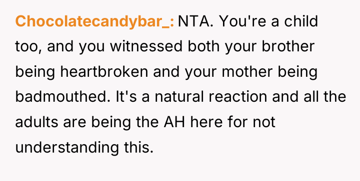Chocolatecandybar_ NTA. You're a child too, and you witnessed both...