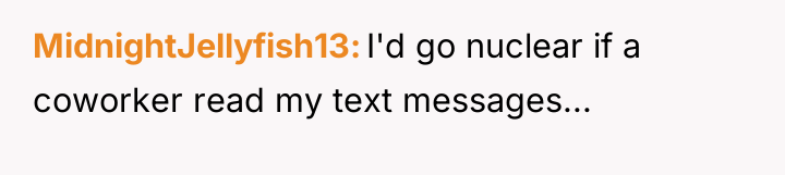 MidnightJellyfish13 I'd go nuclear if a coworker read my text...