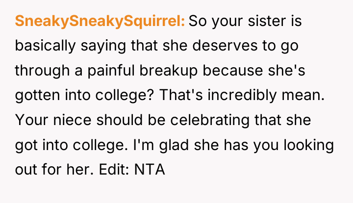 SneakySneakySquirrel So your sister is basically saying that she deserves...