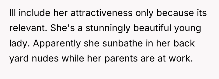Ill include her attractiveness only because its relevant. She's a...