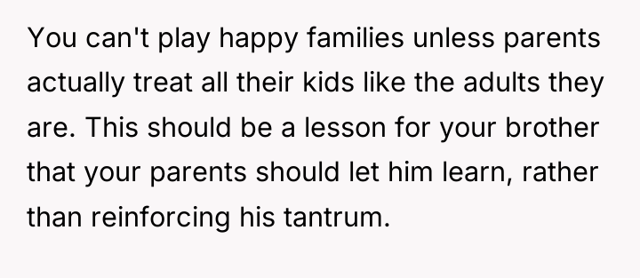 You can't play happy families unless parents actually treat all...