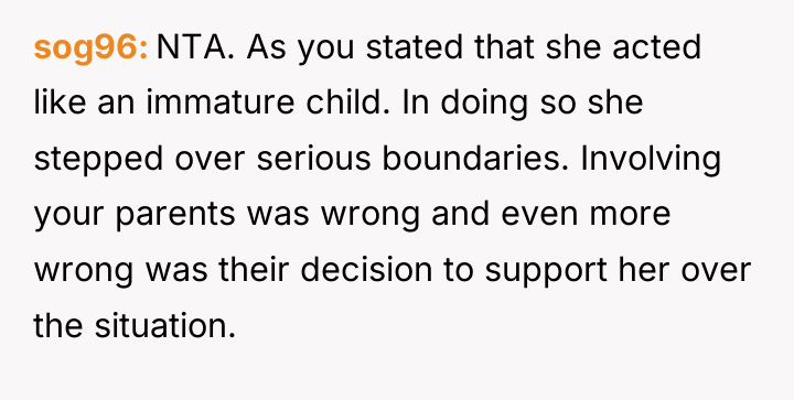 sog96 NTA. As you stated that she acted like an...