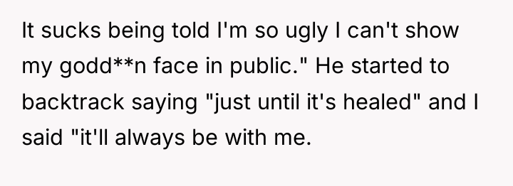 It sucks being told I'm so ugly I can't show...