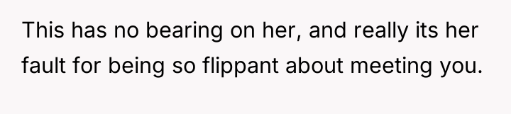 This has no bearing on her, and really its her...