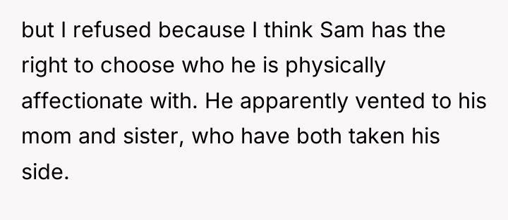 but I refused because I think Sam has the right...