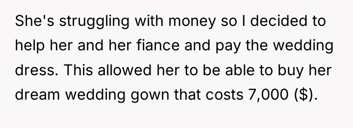 She's struggling with money so I decided to help her...