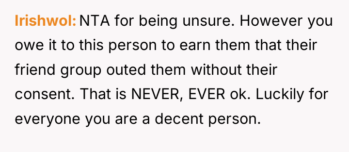Irishwol NTA for being unsure. However you owe it to...