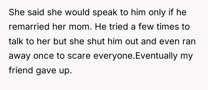 She said she would speak to him only if he...