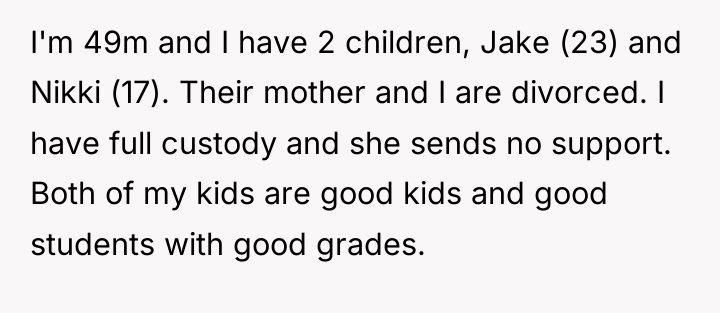 I'm 49m and I have 2 children, Jake (23) and...