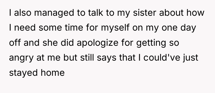 I also managed to talk to my sister about how...