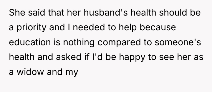 She said that her husband's health should be a priority...
