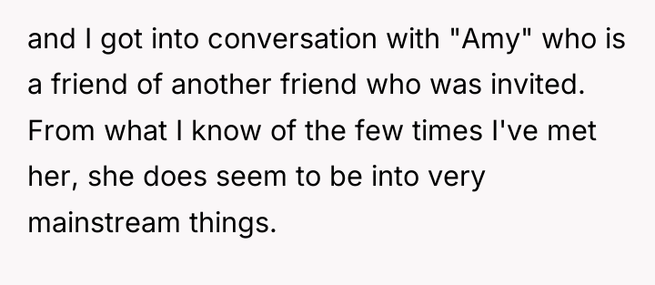 and I got into conversation with "Amy" who is a...