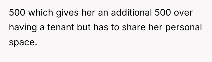 500 which gives her an additional 500 over having a...