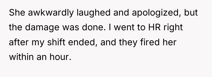 She awkwardly laughed and apologized, but the damage was done....