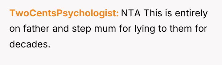 TwoCentsPsychologist NTA This is entirely on father and step mum...