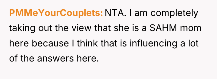 PMMeYourCouplets NTA. I am completely taking out the view that...