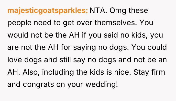 majesticgoatsparkles NTA. Omg these people need to get over themselves....