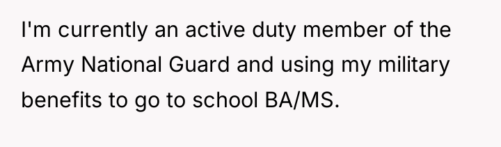 I'm currently an active duty member of the Army National...