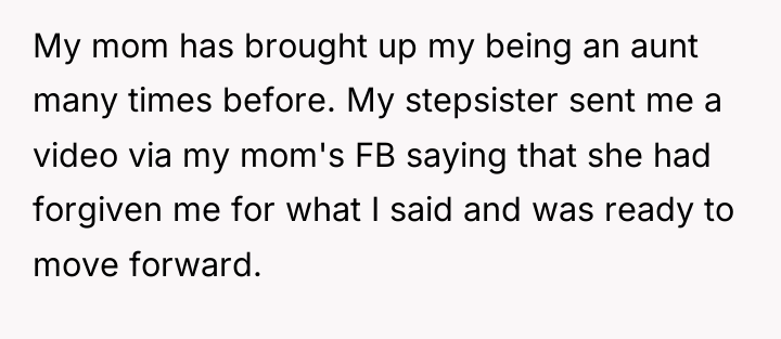My mom has brought up my being an aunt many...