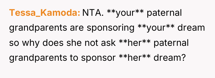 Tessa_Kamoda NTA. **your** paternal grandparents are sponsoring **your** dream so...