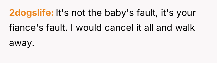2dogslife It's not the baby's fault, it's your fiance's fault....