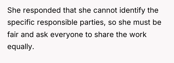 She responded that she cannot identify the specific responsible parties,...